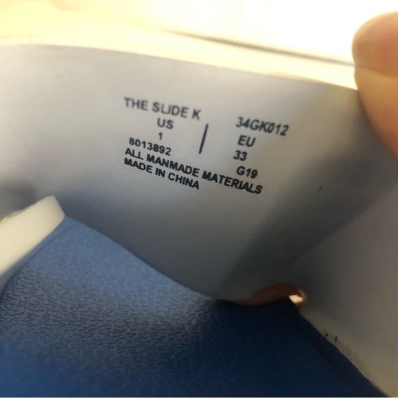 GOATS Kid's Blue/Green The Slide Logo Slide Sandals Size 1 - Picture 8 of 11